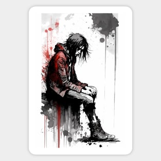 Dejected Man Sitting on a Ledge Pouting Sticker